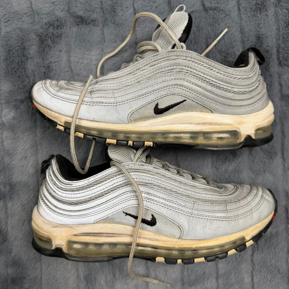 Nike Air Max 97 Silver Bullet Mens 8.5 Metallic Silver 312834-007 Retro Running